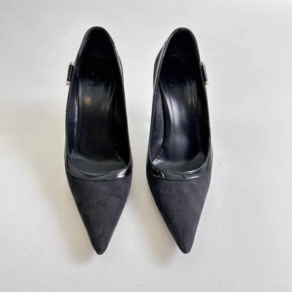 Vintage Gucci by Tom Ford Size 37.5 GG Logo Canvas Pointed Toe Heels/Pumps - Picture 2 of 11